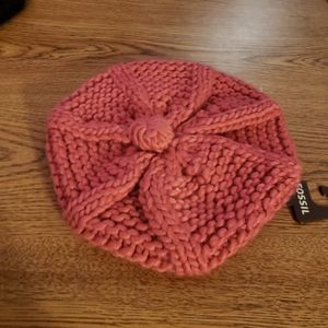 Fossil Knit Beret NWT Salmon Color